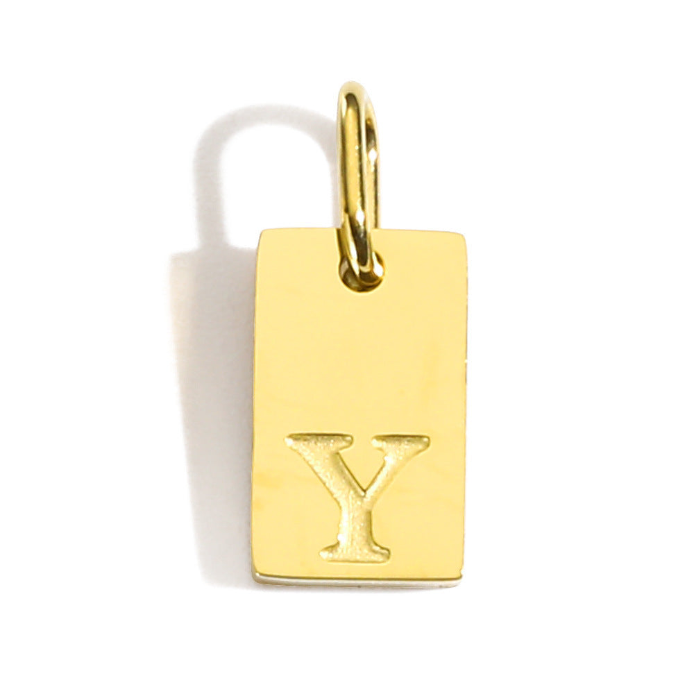 Buy Center Excellence-26 English Letters Pendant Parts Stainless Steel Gold-plated Pendant