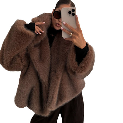 Solid Color Plush Coat Fur Women's Clothing Buy Center