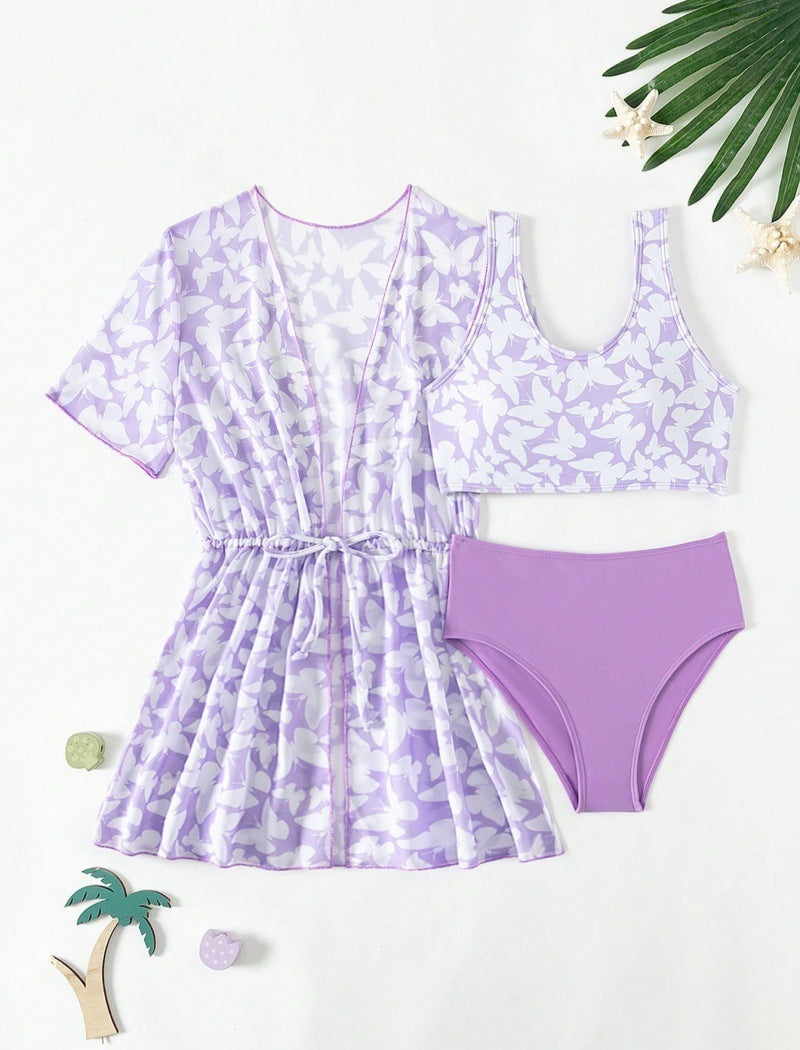 Just Arrived at Buy Center: Three Piece Split Swimsuit Cover Print