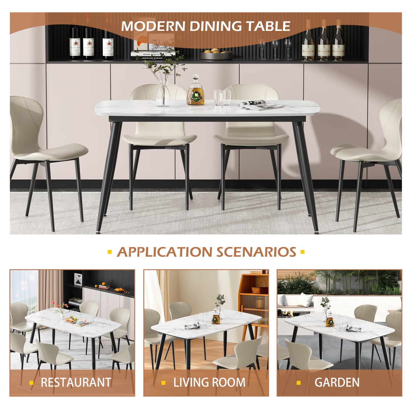 VFF Modern Kitchen Dining Table With MDF Tabletop And Sturdy Metal Frame Buy Center