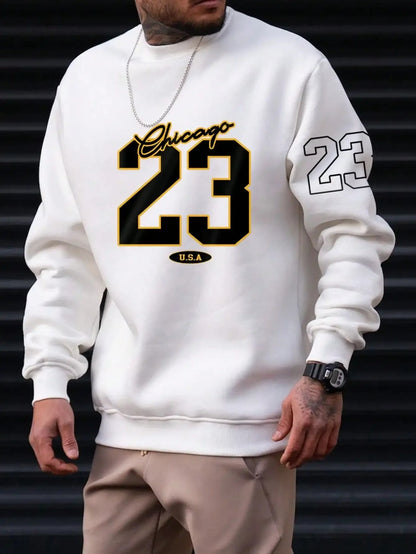 Art Letter Design Man Clothes Set Style Fleece Sweats White