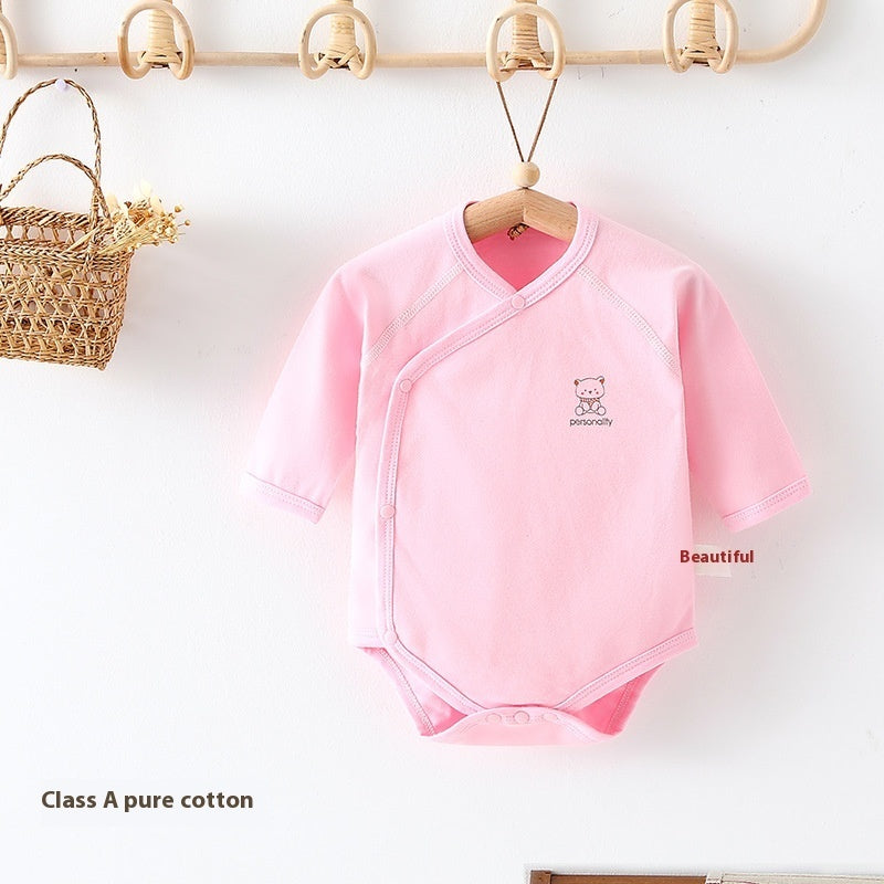 Fresh Arrivals at Buy Center: Newborn Onesie Class A Pure Cotton Boneless Triangle Rompers Pure Pink Earth