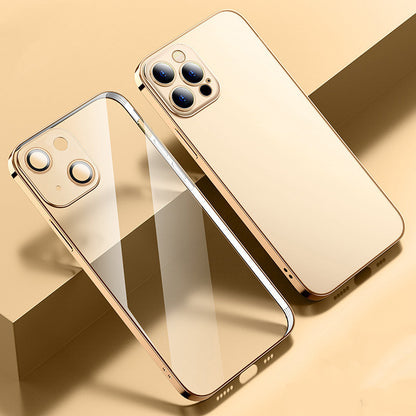 Newly Arrived at Buy Center: All-inclusive Electroplating Transparent TPU Comes With Lens Protector Phone Case Gold