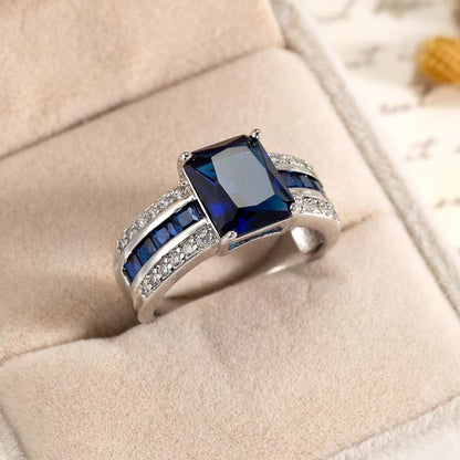 Buy Center Top Rated-Women's Retro Simple Blue Fashion Ring Silver Blue