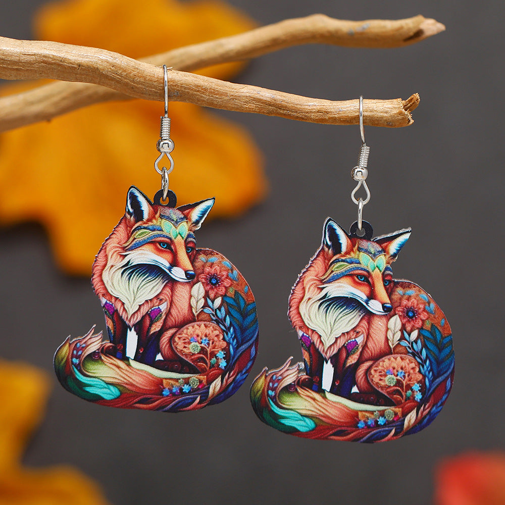 Buy Center Picks-Colorful Fox Cat Horse Parrot Bird Acrylic Earrings For Carnival WEH4521