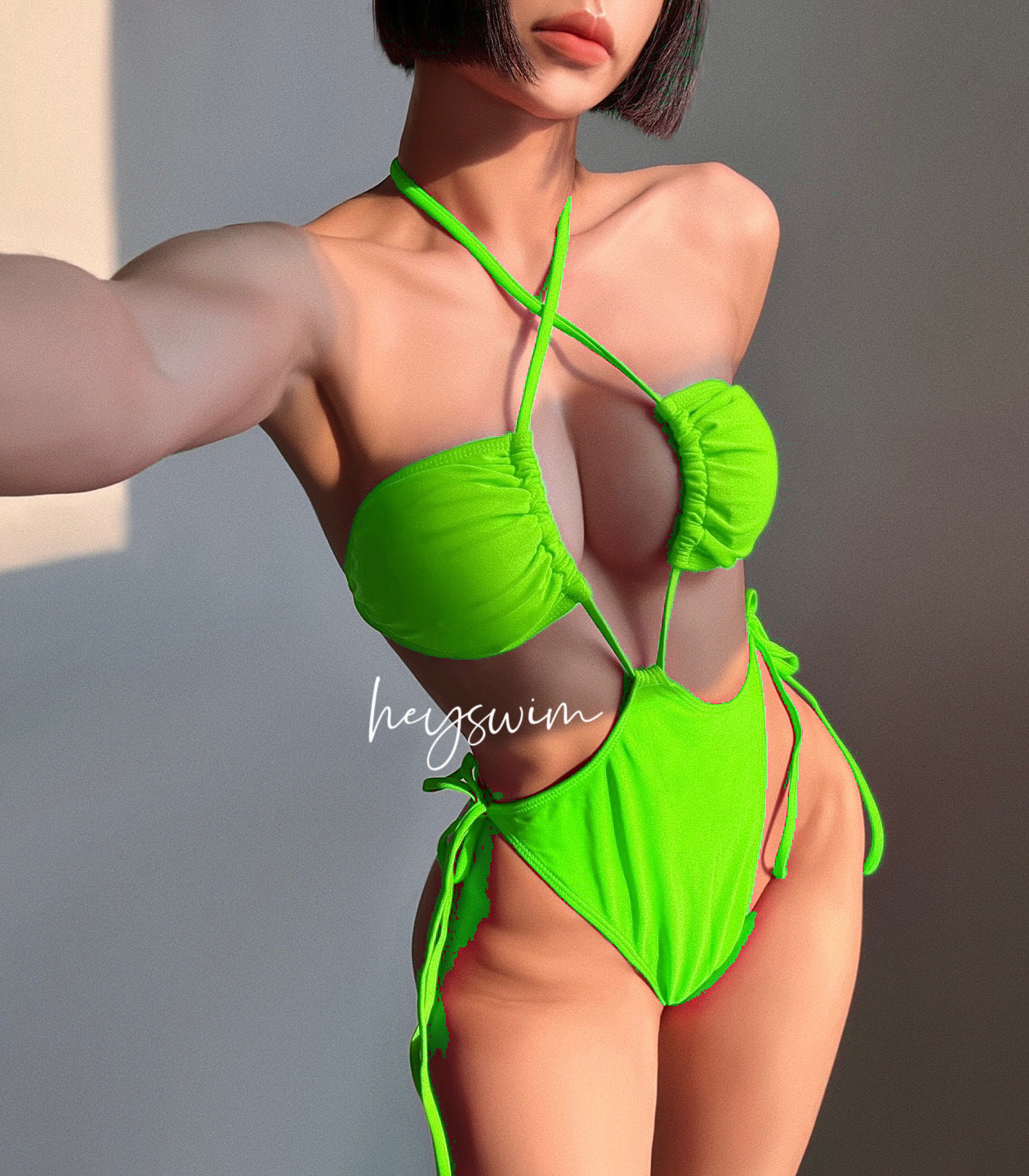 Fresh Arrivals at Buy Center: Fashion Drawstring One-piece Swimsuit For Women Green