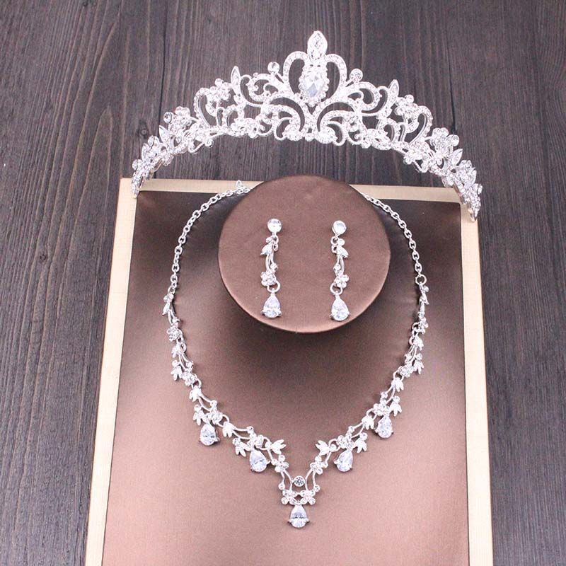 Ensemble de collier couronne en strass pour mariée, accessoires de mariage