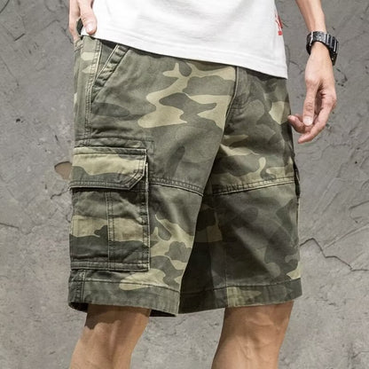 Newly Arrived at Buy Center: Summer Loose Five Points Casual Camouflage Workwear Shorts Men Green