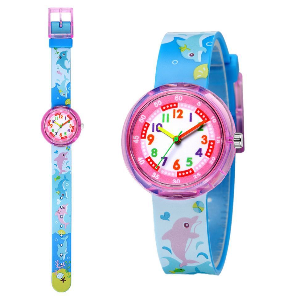 Reloj de silicona transparente con dibujos animados para niños