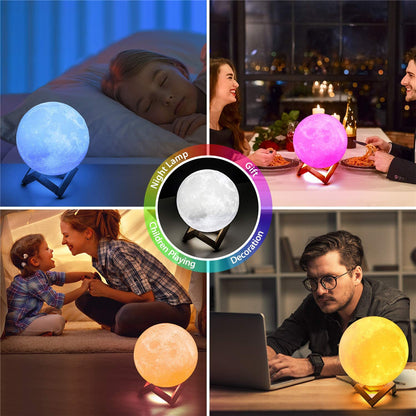 LED Night Lights Moon Lamp 3D Print Moonlight Timeable Dimmable Rechargeable Bedside Table Desk Lamp Children's Leds Night Light Buy Center