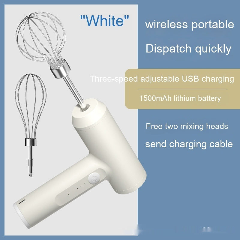 Just Arrived at Buy Center: Wireless Mini Cream Blender Handheld Electric Whisk Household 01 White Double Stick High Power