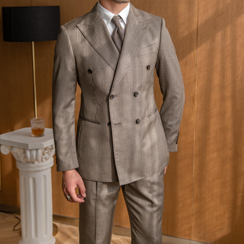 Just Arrived at Buy Center: Men's Retro Elegant Double-breasted Fashion Business Suit Coffee