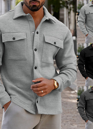 Men's Lapel Single Breasted Solid Color Jacket