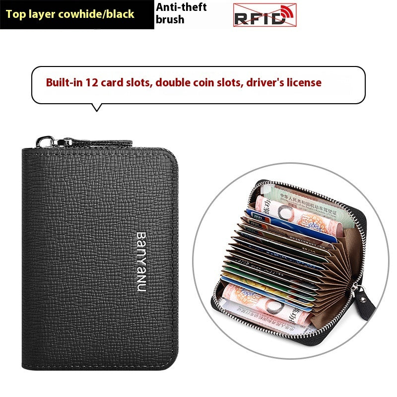 Fresh Arrivals at Buy Center: Guangzhou Banyanu Leather Factory Card Holder Female Black 12 card slots