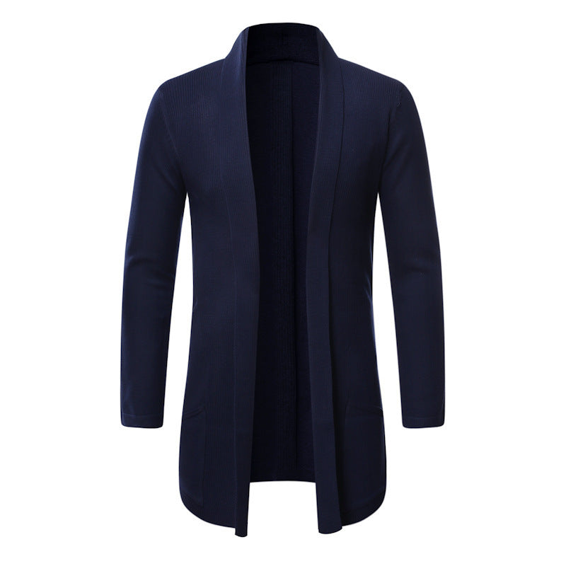 Pull cardigan tricoté mi-long pour trench-coat d'automne