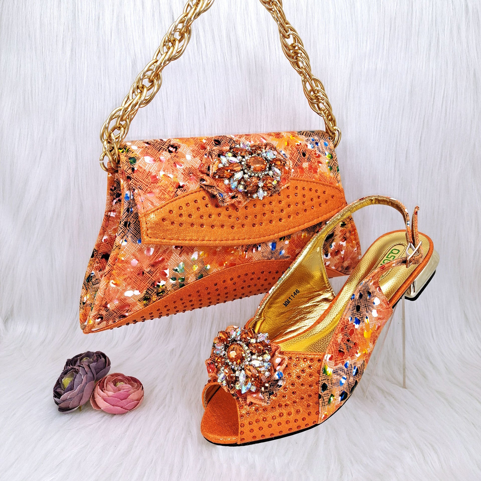 Mixed Color Flower Rhinestone Accessories Shoe Bag Low Heel Suit Buy Center