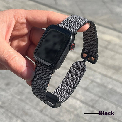 Hot New Items at Buy Center: Slim Denim Magnetic Buckle Watch Strap Black