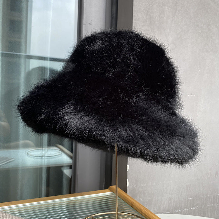 Imitation Fur Women's Autumn And Winter Wild Long Fur Bucket Hat Buy Center