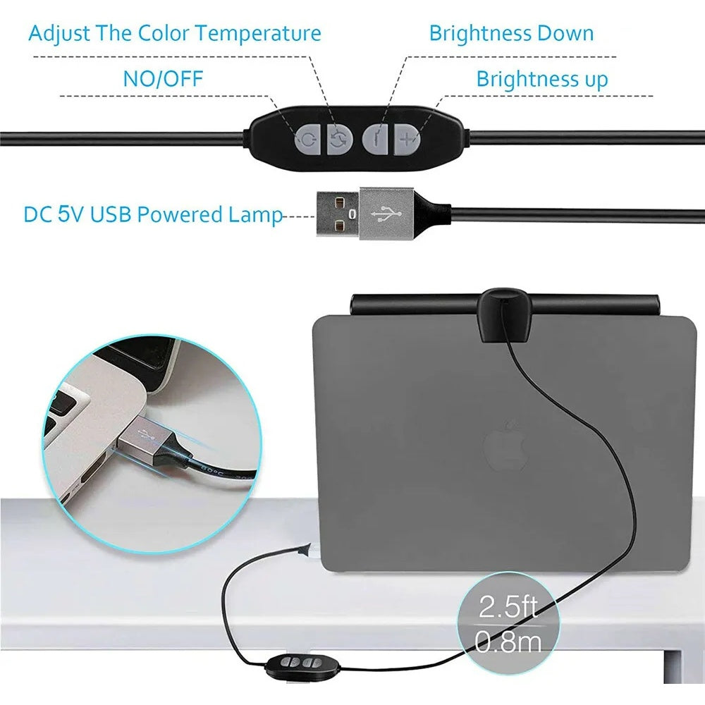 Computer LED Light Bar With USB Connectivity, Eye-Caring Technology, And Adjustable Brightness For Monitors