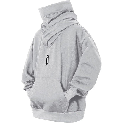 Just Arrived at Buy Center: Pile Collar Hooded Sweater Men's Loose Casual Light Gray