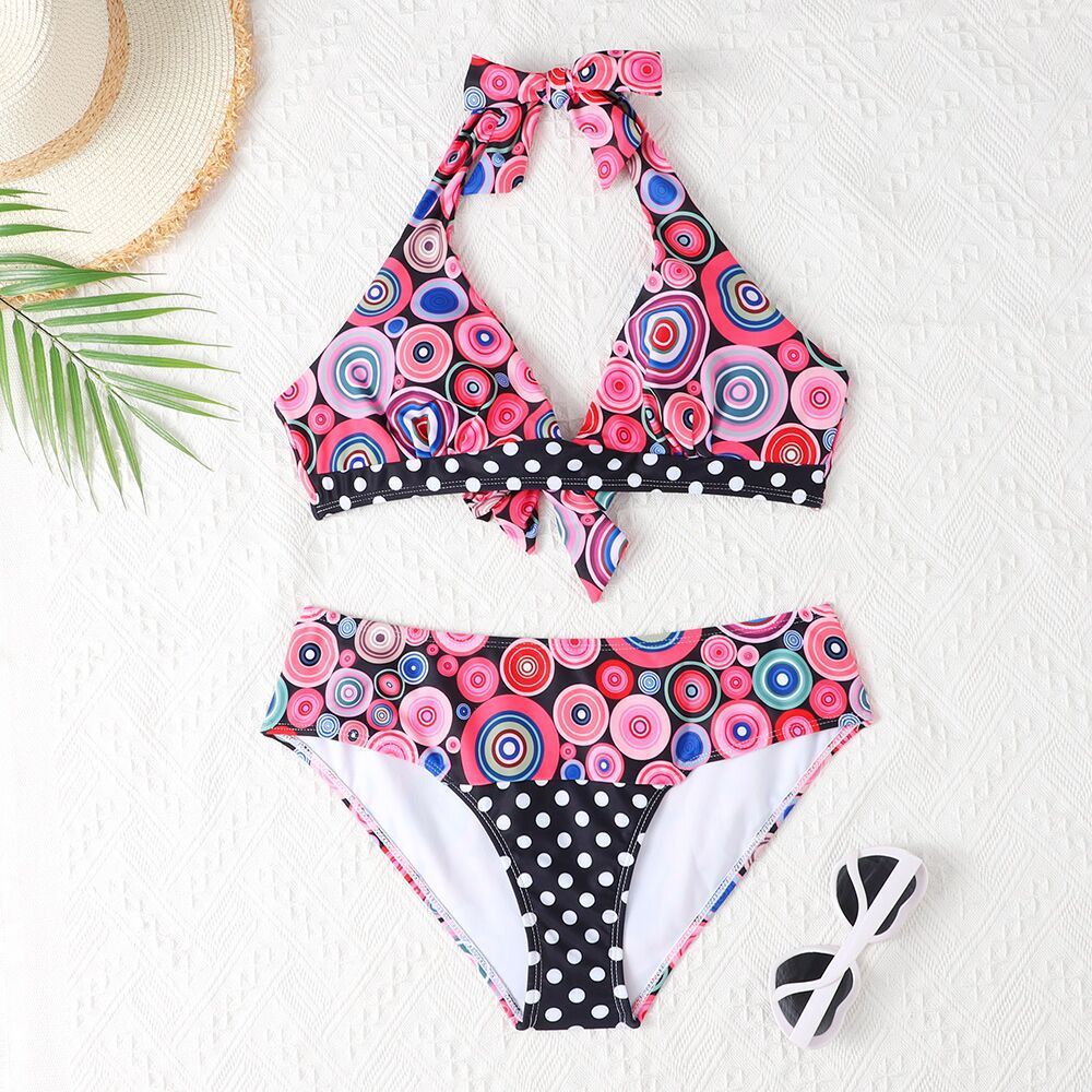 Fresh on the Scene at Buy Center: Women's Printed High Waist Split Bikini Suit Image Color 2