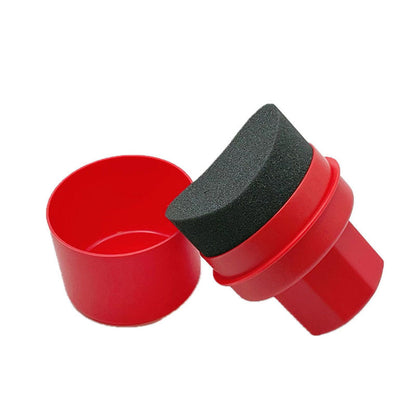 Newly Released at Buy Center: Car Tire Polishing Sponge Brush High-density Waxing Sponge Hand-held Tire Oil Sponge With Lid Red Radian Hardened Sponge 85X85X120MM