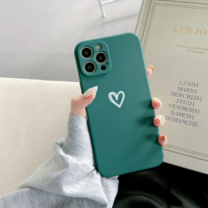 Fresh Arrivals at Buy Center: Simple Love Fine Hole Soft Shell Straight Edge Phone Case Dark Green Love