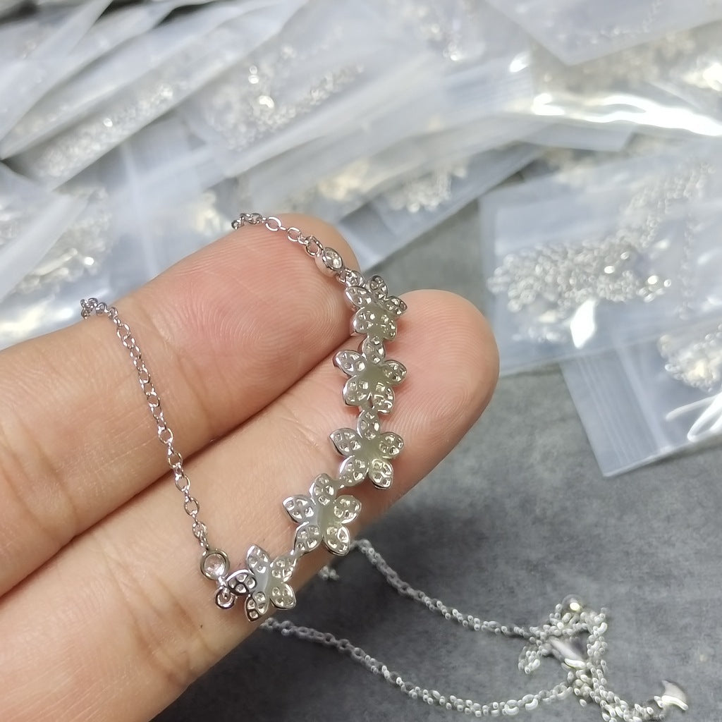 Buy Center Handpicked- Plum Blossom Small Pork Belly Zircon Full Diamond Female Simple Graceful Clavicle Chain