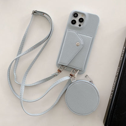 Buy Center Picks-Card Holder Coin Purse Crossbody Phone Case Grey Blue