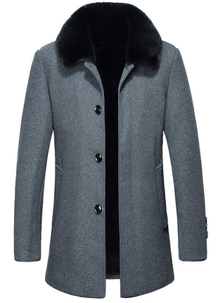 Manteau en laine avec col en laine pour homme