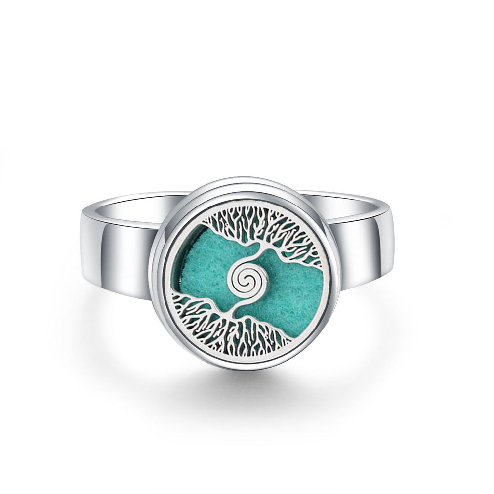 Buy Center Hot Pick-Hollow Adjustable Tree Of Life Titanium Steel Aromatherapy Diffuser Ring 26color Adjustable Opening