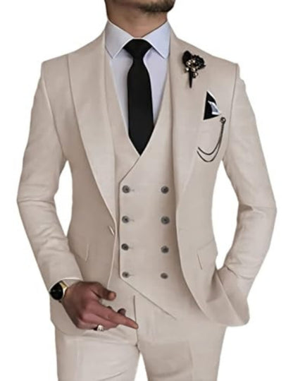 Fresh on the Scene at Buy Center: Business Casual Men's Three-piece Suit Off white