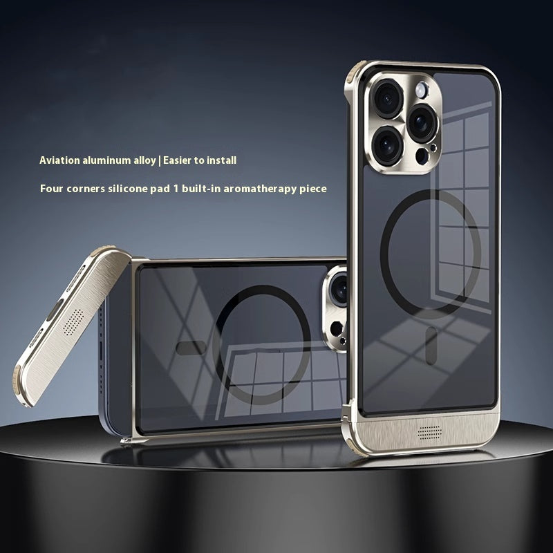 Newly Released at Buy Center: Simple And Breathable Metal Frame Phone Case Titanium Gold