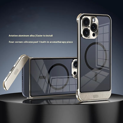 Newly Released at Buy Center: Simple And Breathable Metal Frame Phone Case Titanium Gold