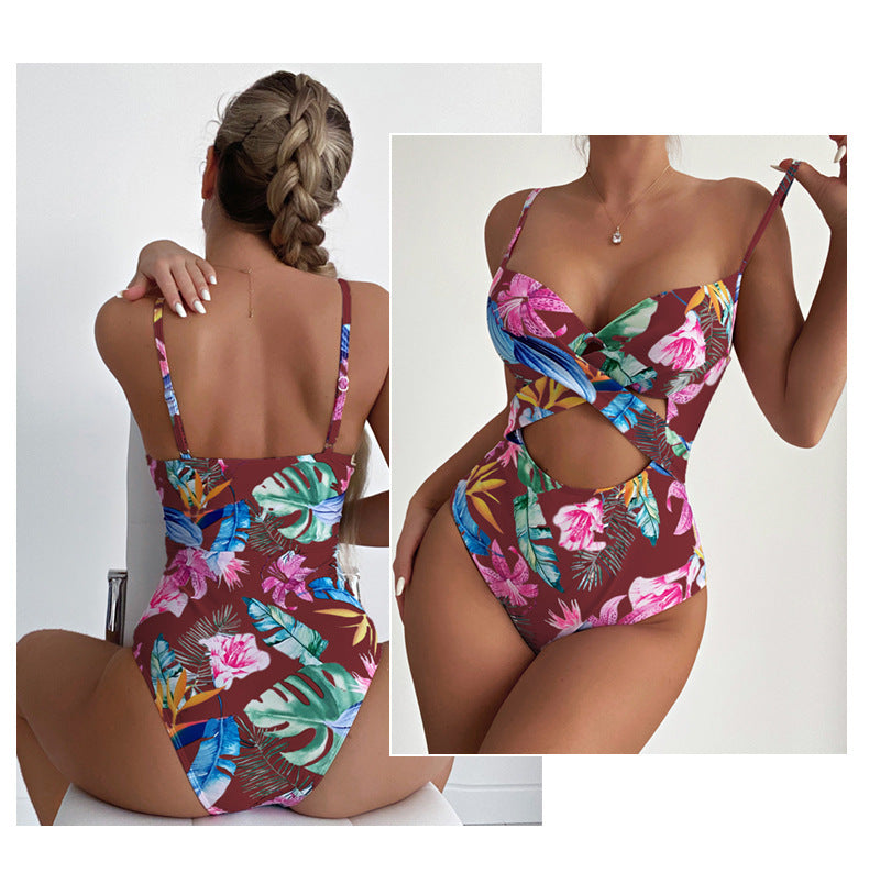 Fresh Arrivals at Buy Center: One-piece Printed Steel Bracket Gather Thin Bikini