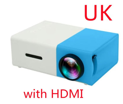 Portable Projector 3D Hd Led Home Theater Cinema HDMI-compatible Usb Audio Projector Yg300 Mini Projector Blue UK with HDMI