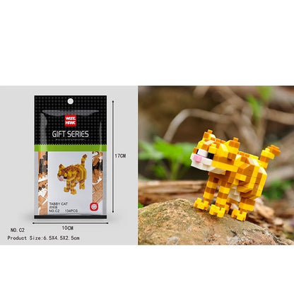 Newly Released at Buy Center: Simple Small Animal Building Block Puzzle Assembly Toy C2 Tabby Cat 134PCs