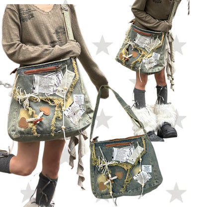 Fresh on the Scene at Buy Center: Beggar Tote Bag Stitching Denim Shabby