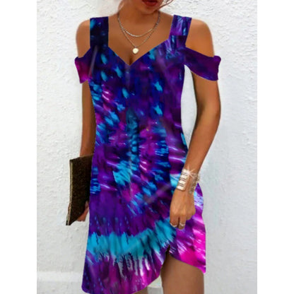 Hot New Items at Buy Center: Cross-border European And American Women's Summer Foreign Trade New Printing Elegant Dress Purple