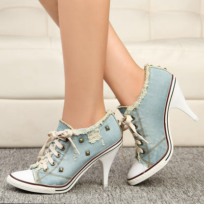 Fresh Arrivals at Buy Center: Casual Denim Washed Canvas Super High Heels