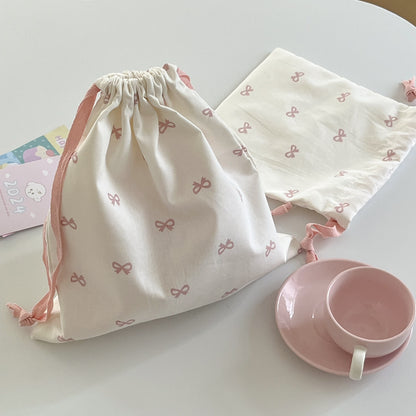 Fresh Arrivals at Buy Center: Sweet Bow Print Drawstring Storage Bag