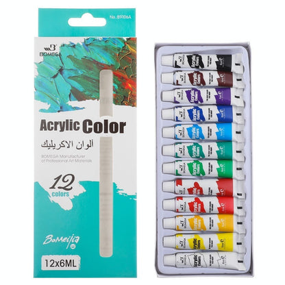 12-color Acrylic Pigment Strip Gouache Watercolor Oil Painting Paints Full Set