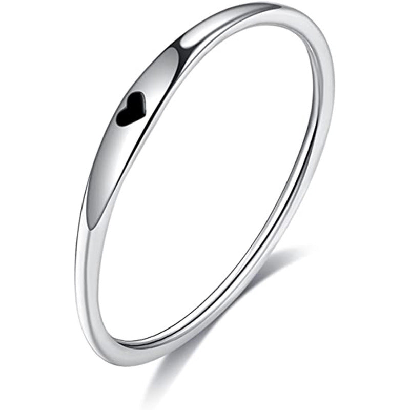 Buy Center Exclusive Offer-Simple Titanium Steel Love Female Ring Silver