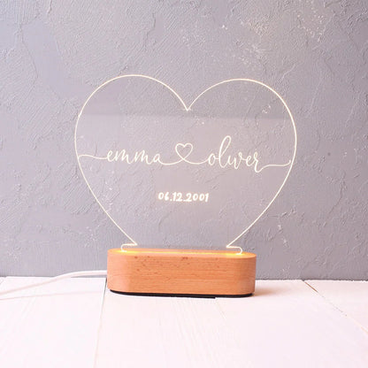 Trending Now at Buy Center: Custom Night Light As Valentines Day Anniversary Romantic For Bedroom Night Lamp Couple For Him Names And Date Engagement Gift