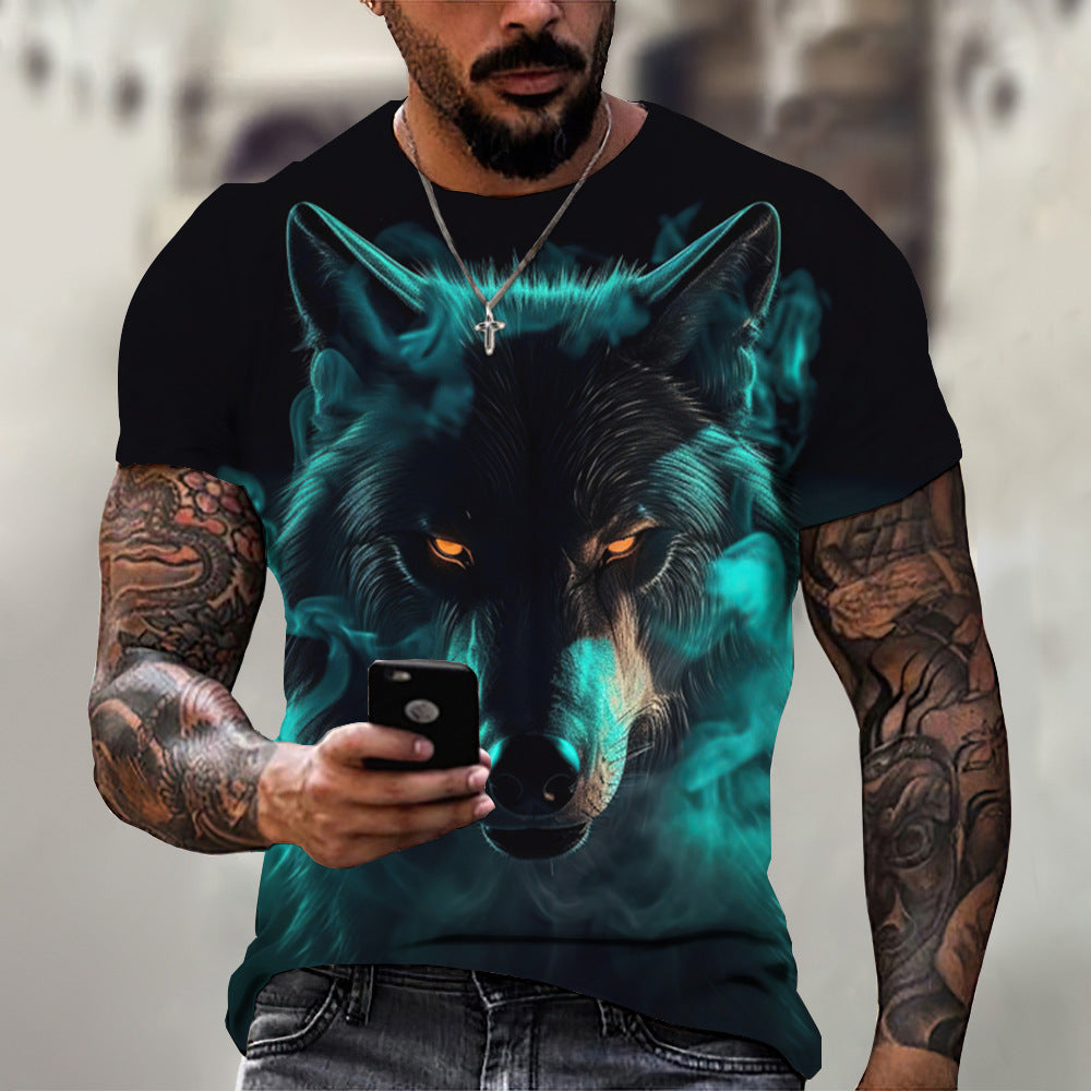 Camiseta de verano para hombre con estampado 3D de animales y bestias, león