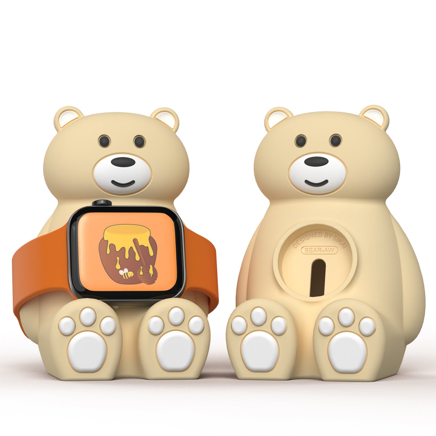 Cute Bear IWatch Charger Stand Compatible With IWatch Series 9-1 45mm,44mm,42mm,41mm,40mm, 38mm For IWatch Charger Cute Soft Silicone,Supports Nightstand Mode,Home Office Use Buy Center