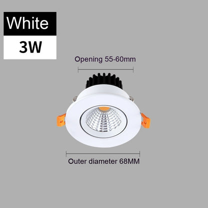 Just Arrived at Buy Center: Led Anti-glare Spotlight Embedded Variable Light With Three Colors Ceiling Lamp White 3W Hole 55to60mm