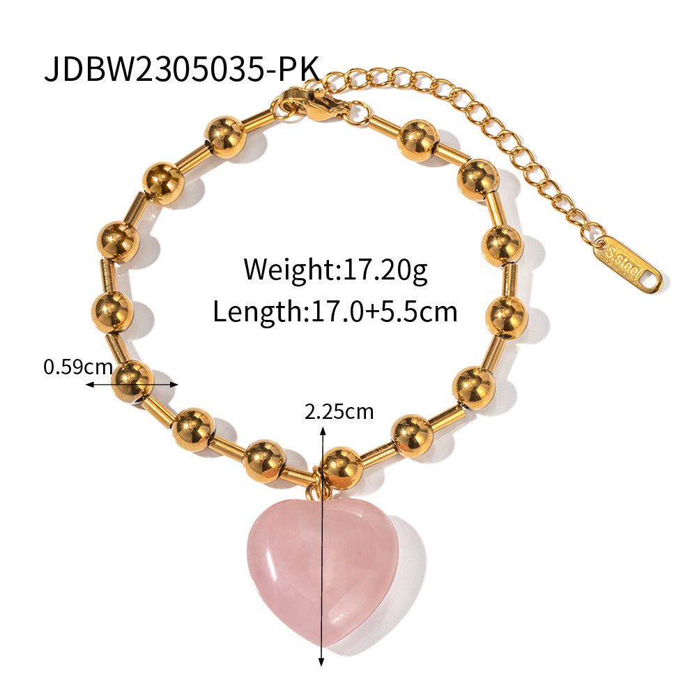 Buy Center Ultimate-Stainless Steel Transparent Glass Crystal 18K Gold Love Necklace JDBW2305035 PK