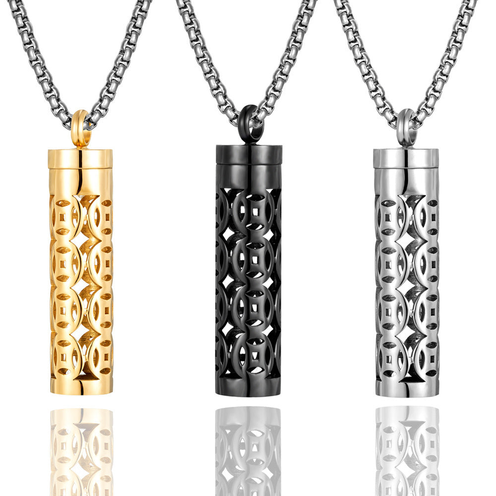 Buy Center Premium-Titanium Steel Hollow Aromatherapy Necklace Perfume Diffuser