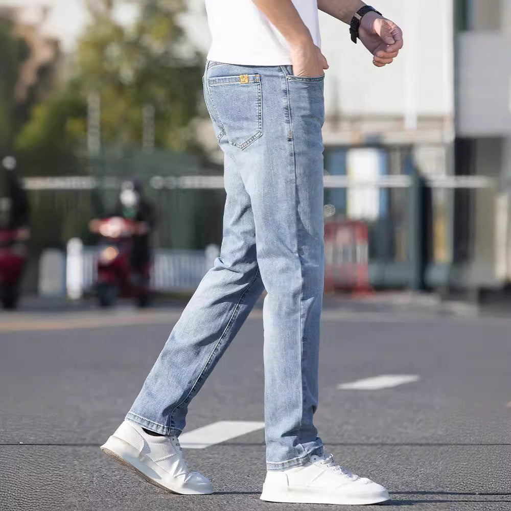 Summer Thin Jeans Men's Slim-fit Straight Trousers Buy Center